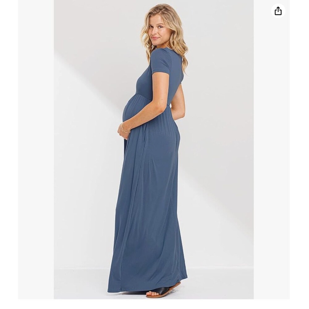 Maxi Maternity Wrap Dress Photoshoot Nursing Breastfeeding Baby Shower V-neck M